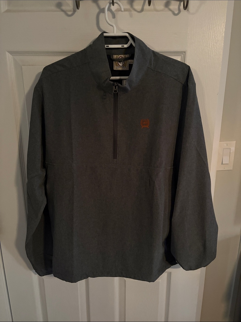 Cinch Men's Dark Gray Pullover Windbreaker with Brown Logo